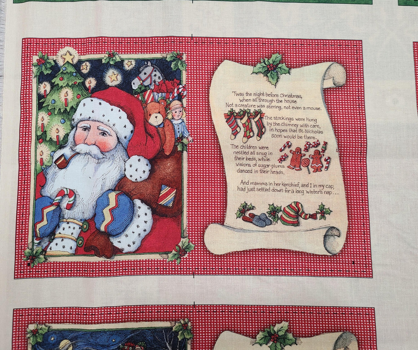 Susan Winget Night Before Christmas baby gift fabric book cloth book Soft Book Cotton Fabric by the panels from Springs Creative 36"x44"