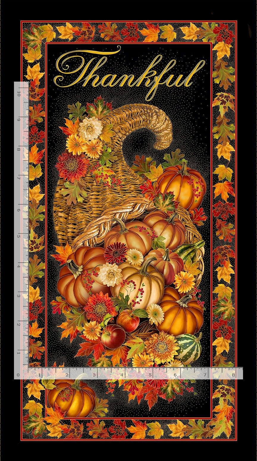 Timeless Treasures Cornucopia metallic panel Panel-Cm 2101 black 24"x44" Panel 100% cotton