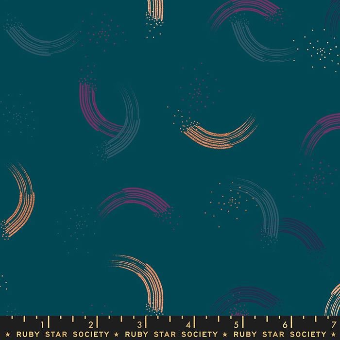 Twirl Metallic GalaxyTurquoise RS2065 21M by Sarah Watts for Ruby Star Society 100% quilting Cotton fabric