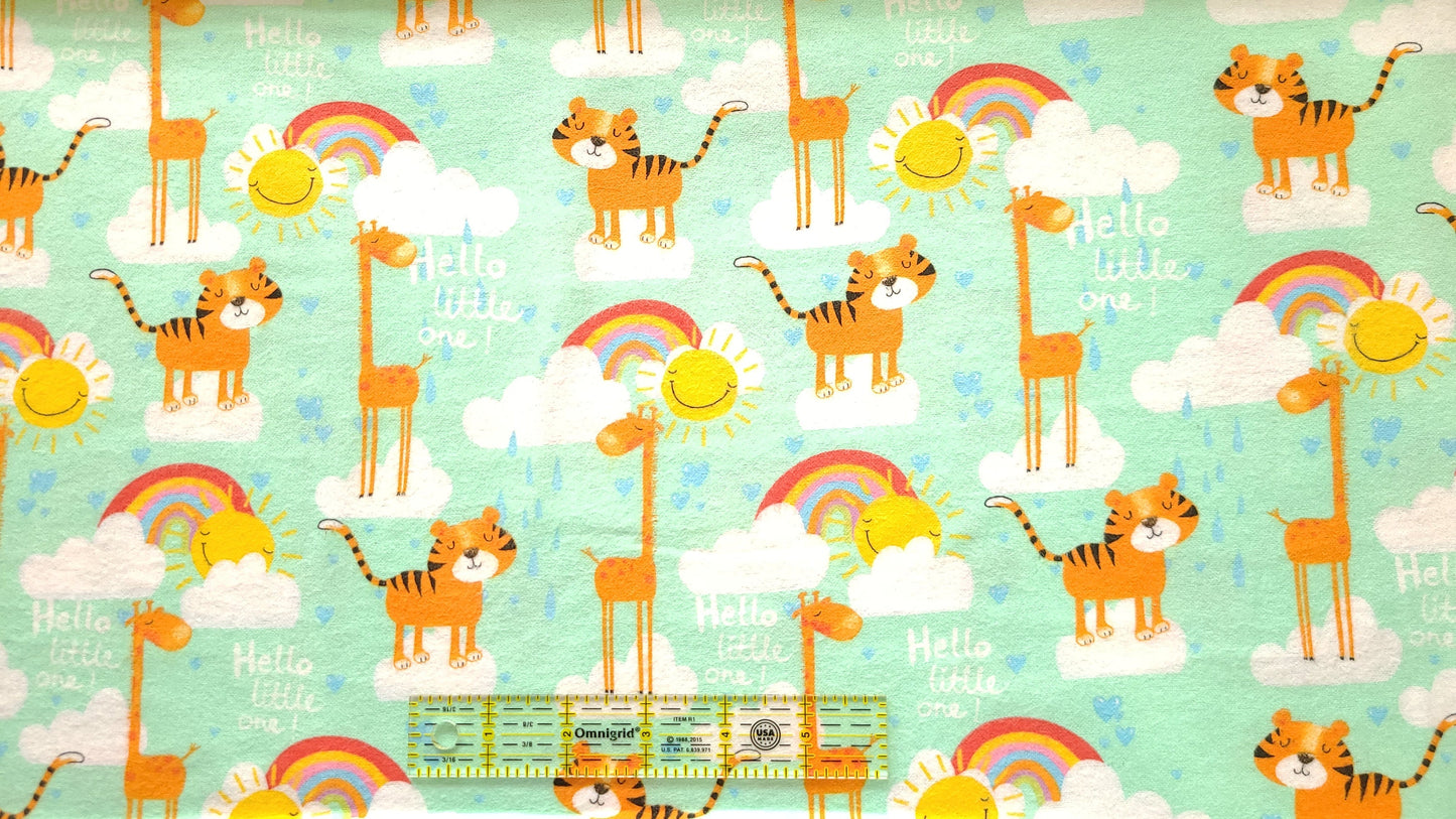 Welcome To The Jungle clearance Multi Children's Flannel by Scott Barnes for 3 Wishes Fabrics 43 Inches Wide 100% Cotton fabric