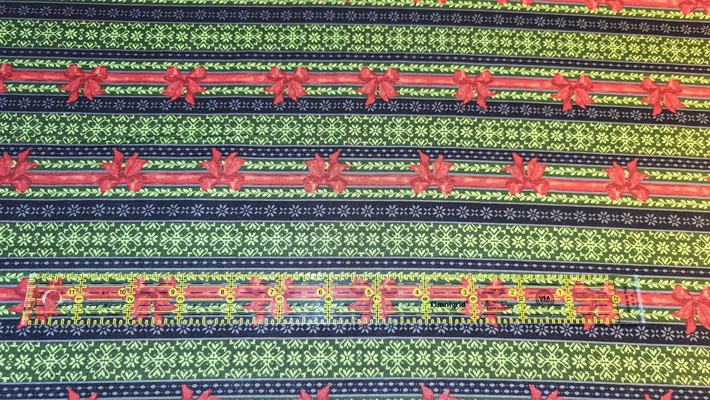 Wilmington prints festive forest anne rowan green ticking stripe 100% Cotton