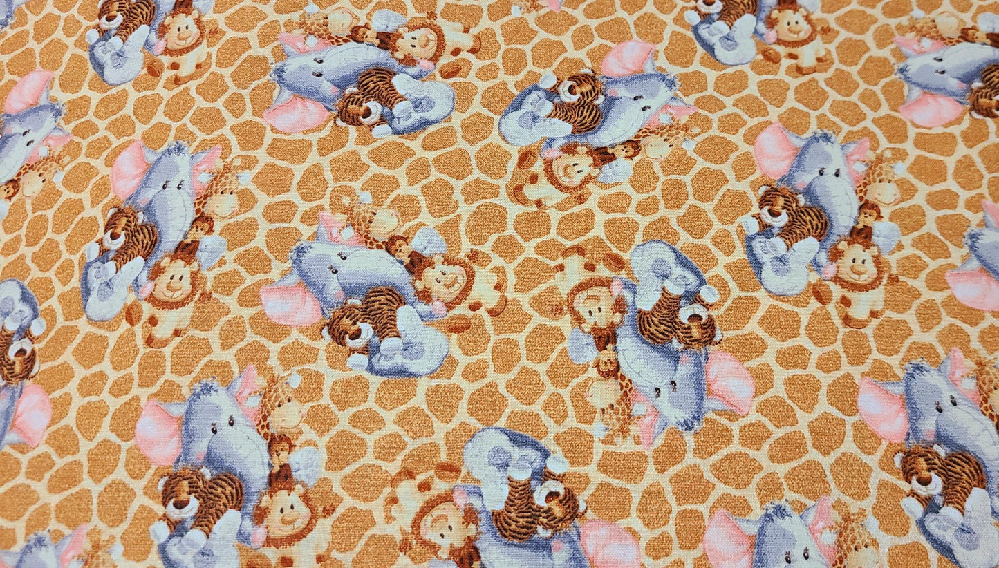 Fabric Traditions Novelty Prints Jungle Babies on Brown Giraffe Print Nursery Cotton Fabric 100% Cotton fabric