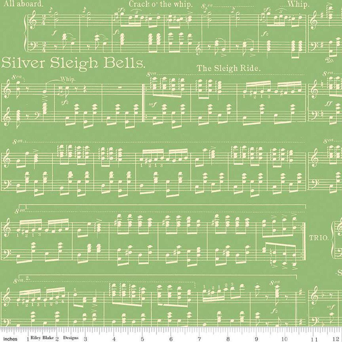 Riley Blake Classic Christmas Sheet Music Green C16284-GREEN for Christmas quilting apparel home decor 100% cotton fabric