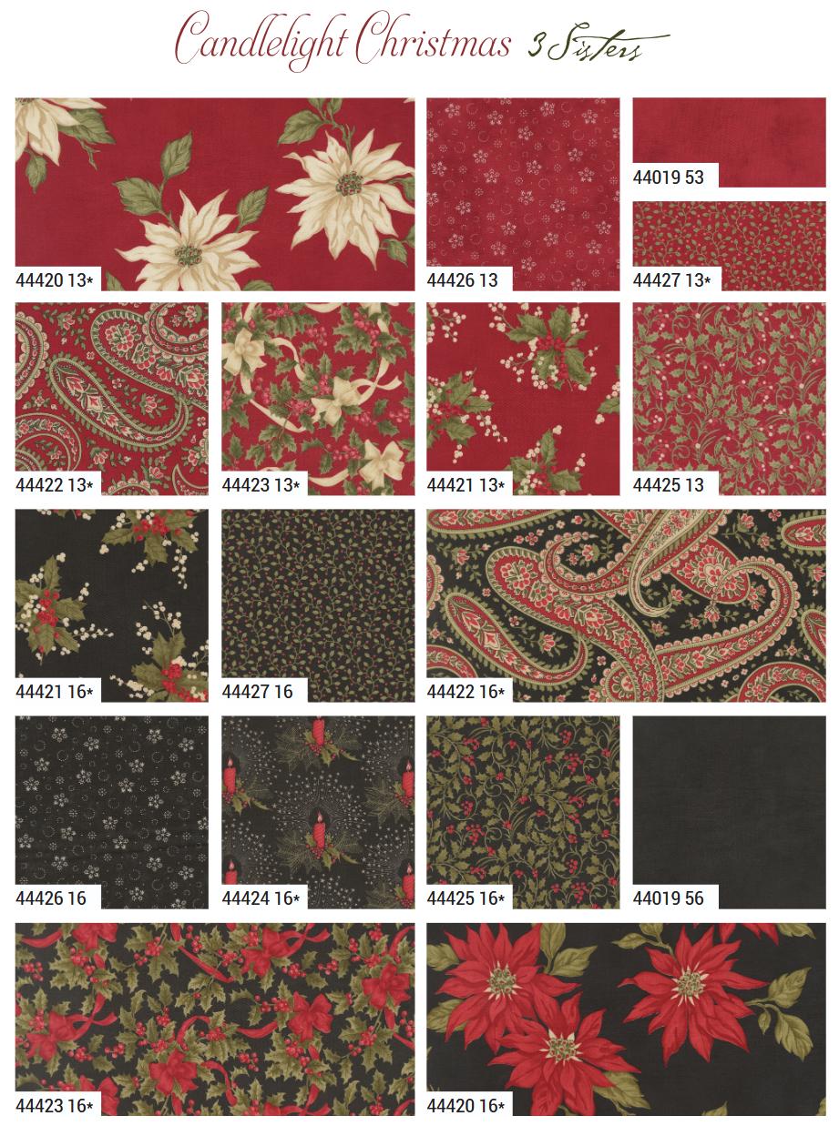 Moda Candlelight Christmas Charm pack 44420PP 5" square 42 pcs Pre-cut by Three Sisters 100% cotton