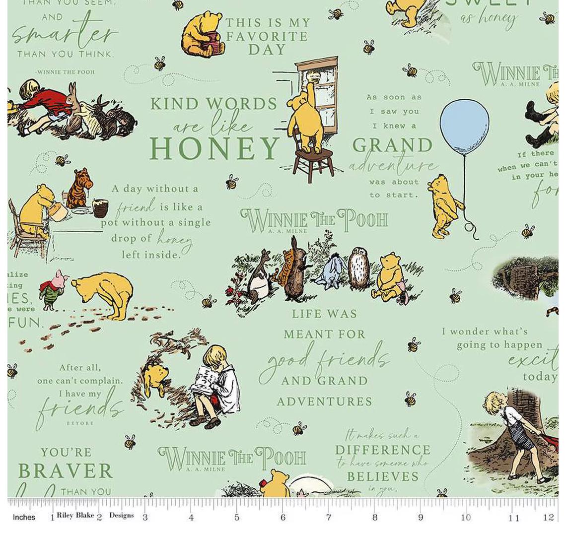 Winnie the Pooh C17000-Sunshine, Cream, and Green from Riley Blake Designs 100% cotton fabric