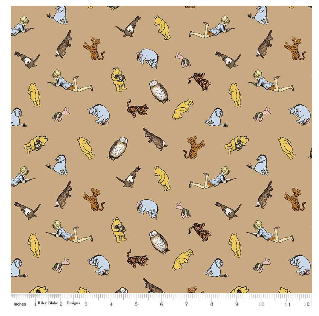 Winnie the Pooh Characters C17003-Green, Cream, and Brown from Riley Blake Designs 100% cotton fabric