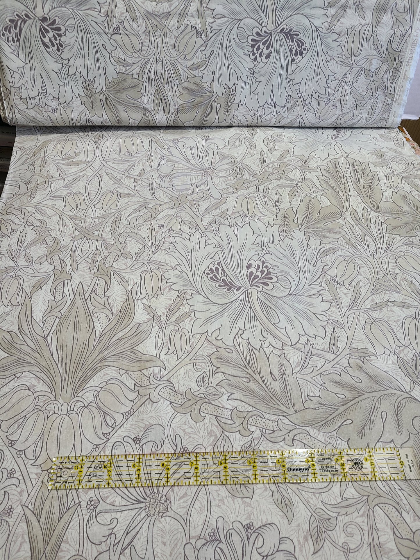 ORIGINAL MORRIS & Co Pure Honeysuckle and Tulip - Ivory PWWM032.IVORY for Free Spirit William Morris fabric 100% Cotton