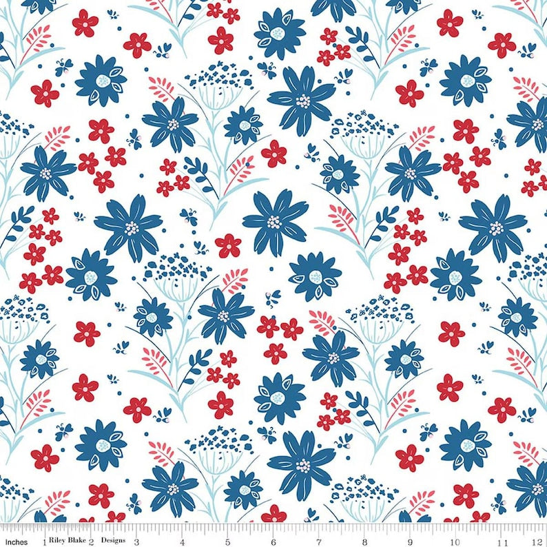 Riley Blake Firework Fields Main White C17580-WHITE by Gracey Larson 100% cotton
