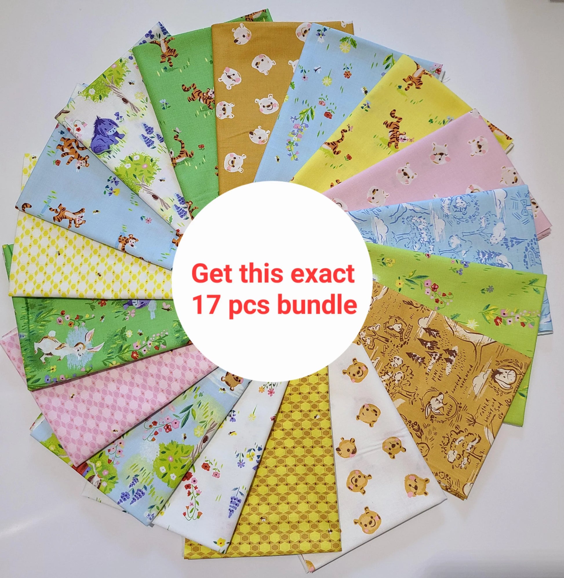 100 Aker Woods Winnie the Pooh Fat Quarter Bundle 17 pcs from Riley Blake 100% Cotton fabric (cut in shop) Pre-cut