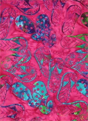 Batik Textiles 4734 Summer in Cabo Collection sandals with dots and flowers on watercolor pink dream vibrant color 100% cotton Batik fabric
