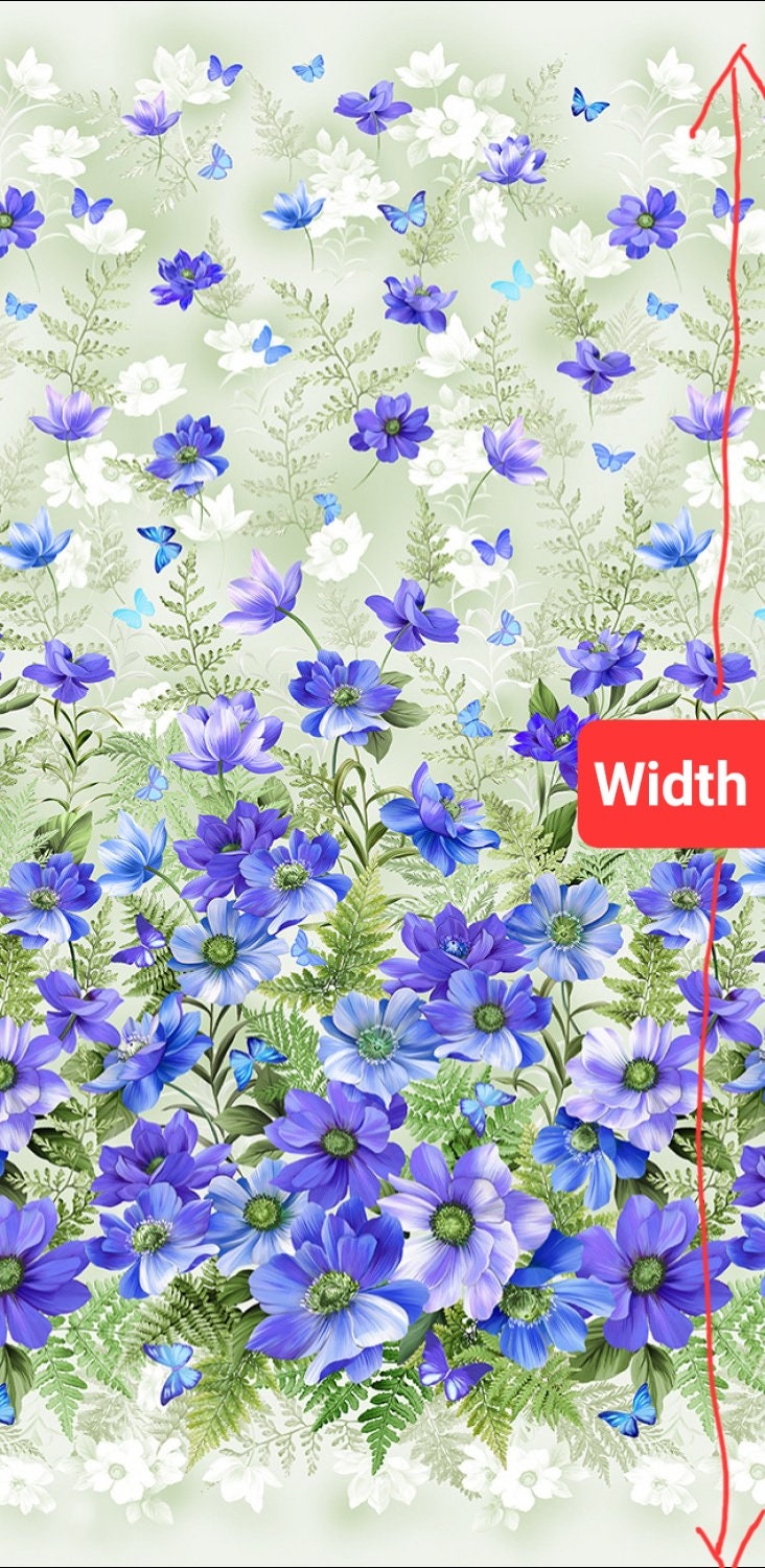 Blue Floral Fantasy Border From Michael Miller Floral Fantasy by CX10228-BLUE 100% quilting cotton fabric
