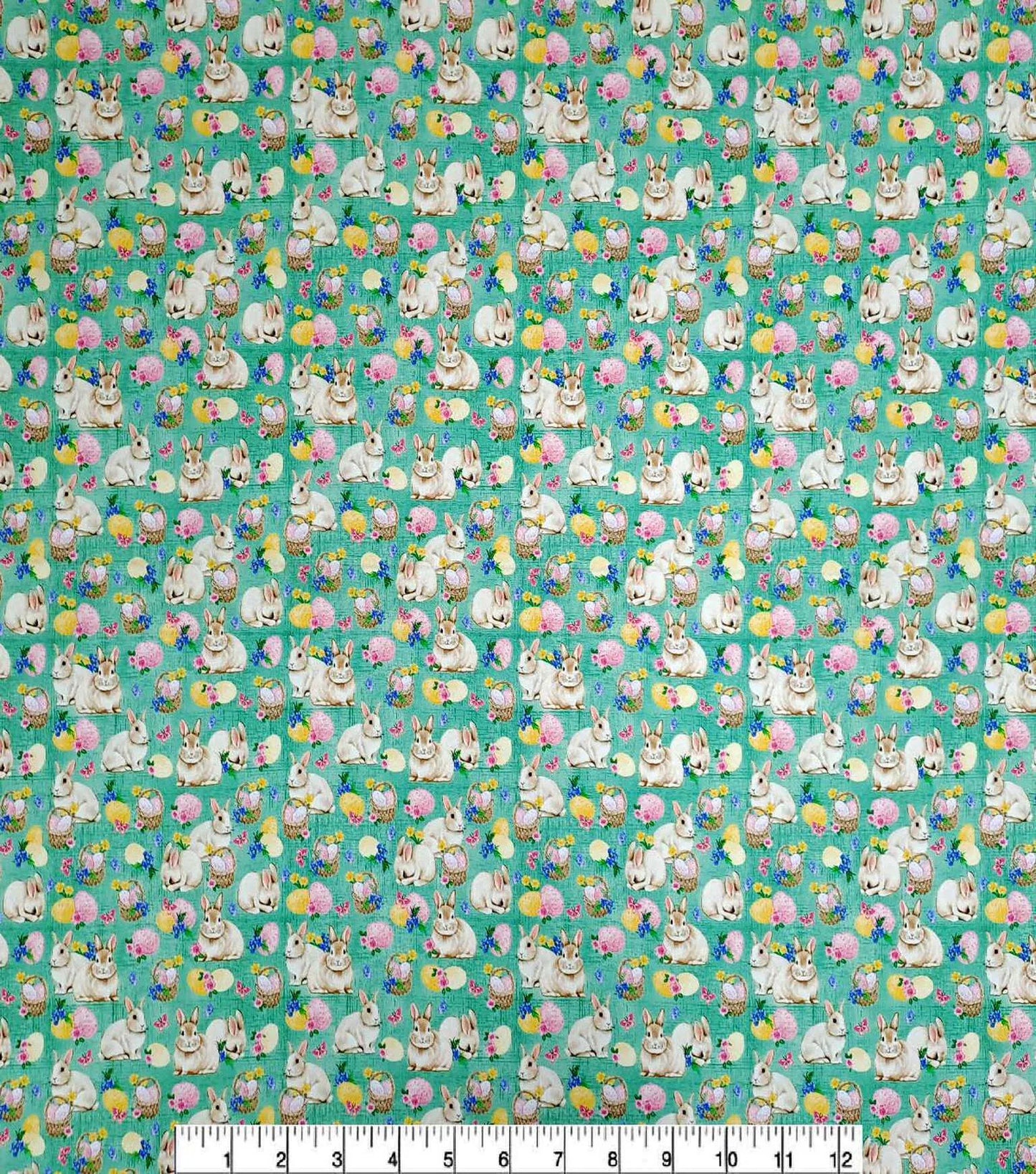 Bunny & Eggs on Sage Easter Cotton Fabric from  100% cotton