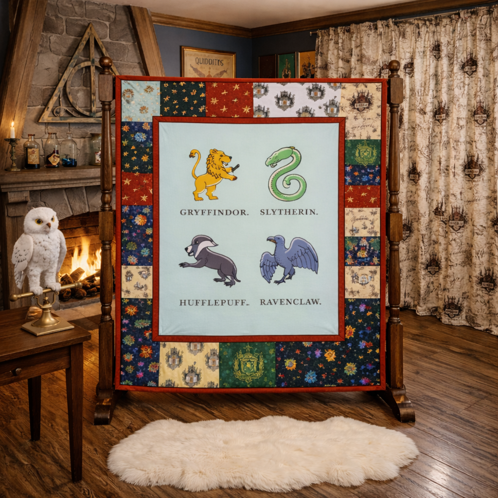Harry Potter Wizarding World Watercolor Aqua House Crest Panel 36"x44" Panel by Camelot 100% Cotton Fabric