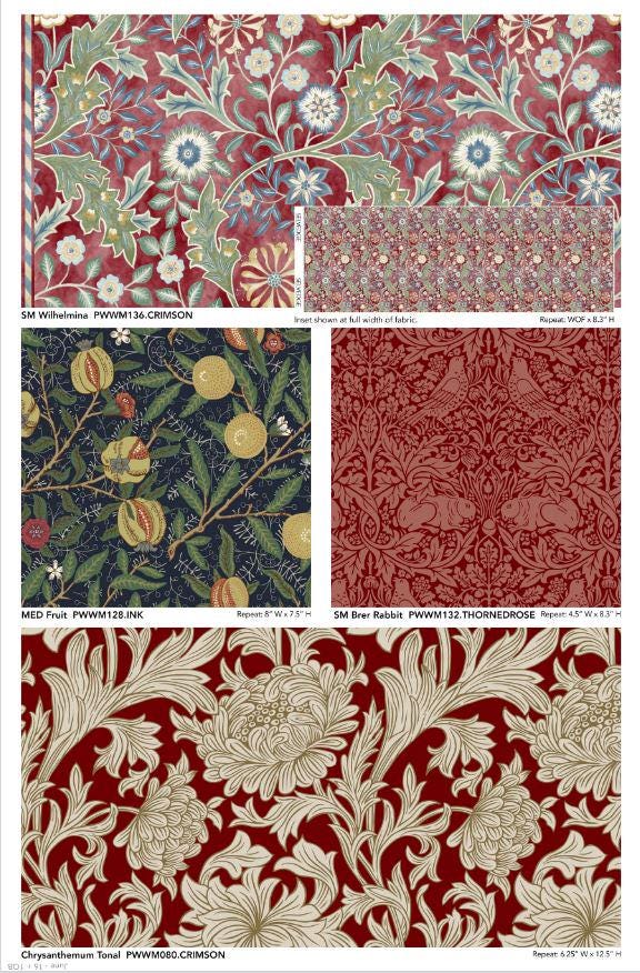 Chrysanthemum Toile - Forest PWWM013.FOREST The Oxford Holiday Collection by The Original Morris & Co. Free Spirit 100% Cotton fabric