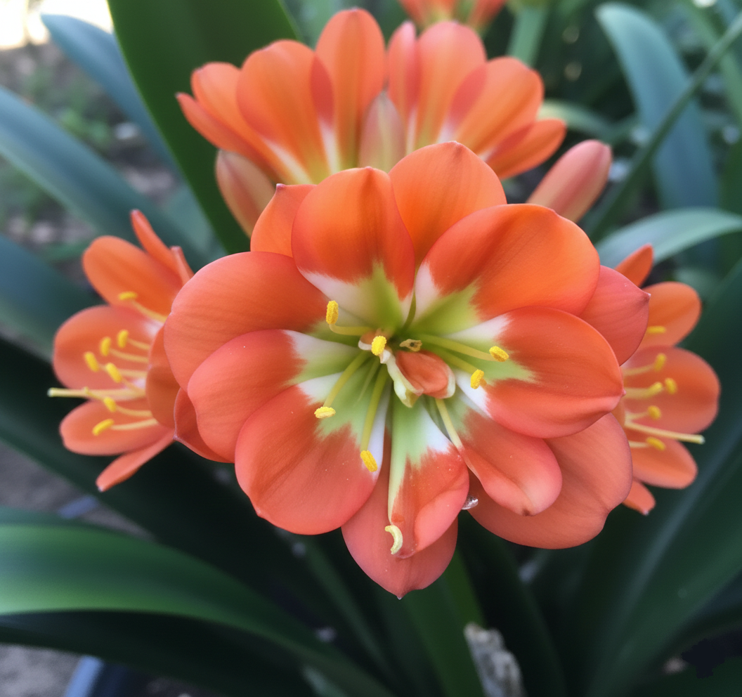 Clivia seedling Dark Orange x Rose Super Multi tepal 4-5 inches tall one plant