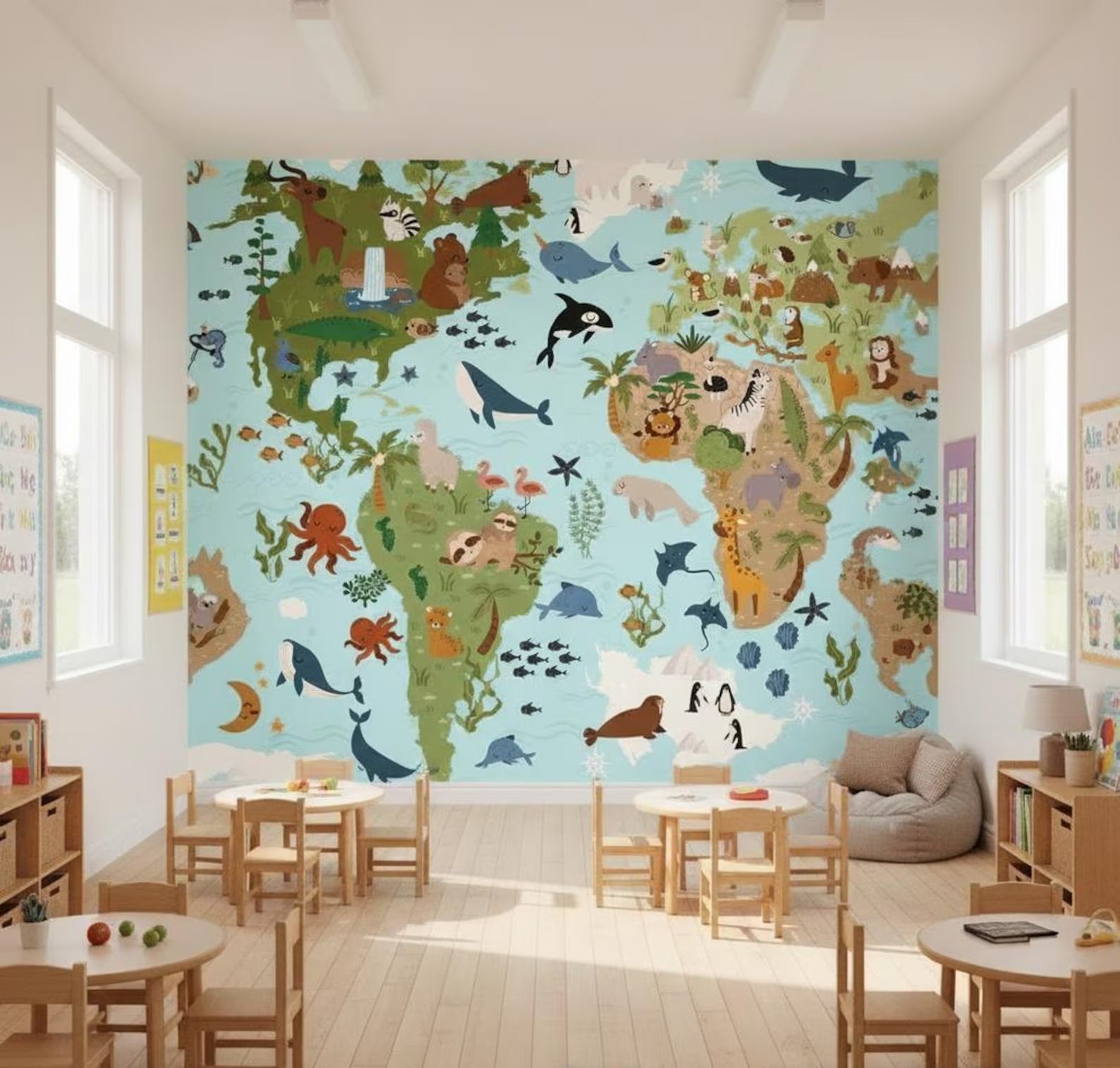 Riley Blake 107/108" Wide Back Created with Love Wide Back Map Sky WB15977-SKY quilt backing 100% Cotton fabric