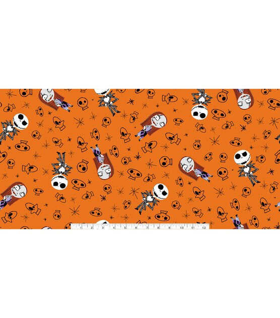 Disney Nightmare Before Christmas orange flannel Cotton Fabric FQ Half Yard One Yard