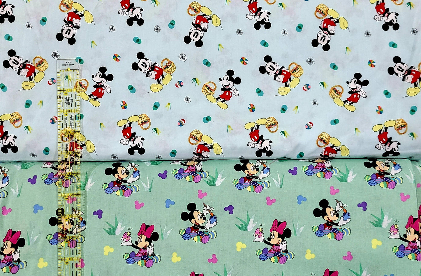 Disney easter fabric Mickey with Easter baskets mickey minnie coloring eggs 100% cotton Fabric Mickey