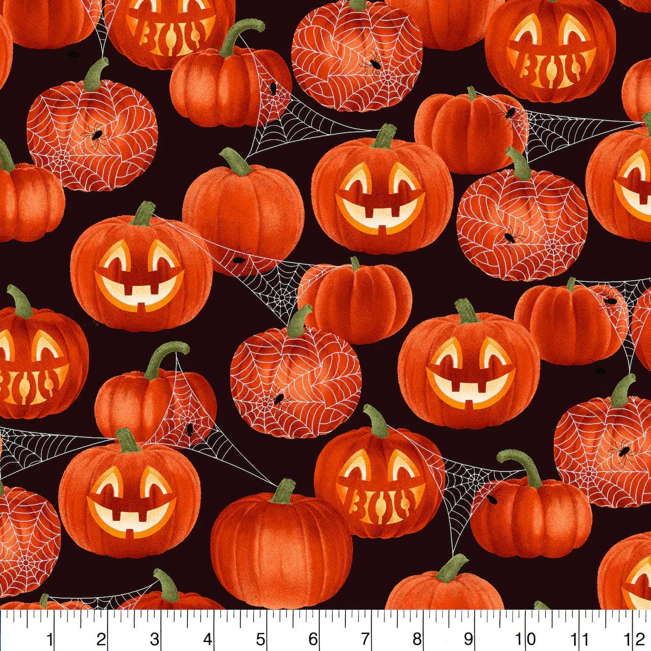 Fabric Traditions Glitter Jack O' Lantern Cotton Fabric Halloween Cotton Fabric 100% cotton