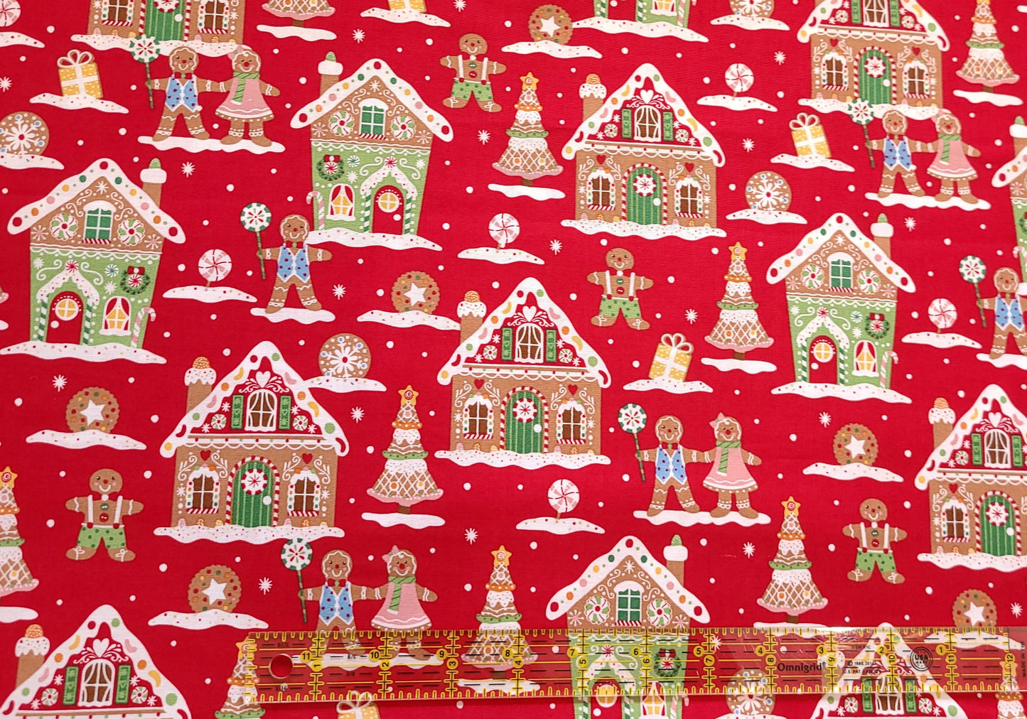 Gingerbread House Christmas fabric Brothers & Sisters Design Studio 100% Cotton fabric by half yard by the yard