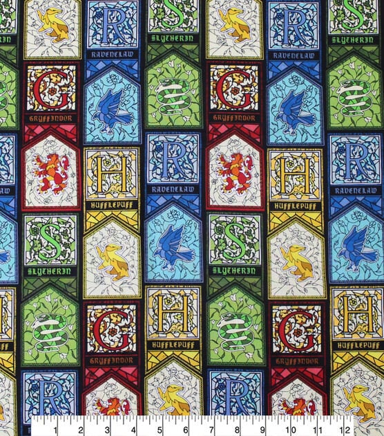 Harry Potter Cotton Fabric Stained Glass Houses 100% cotton half yard one yard