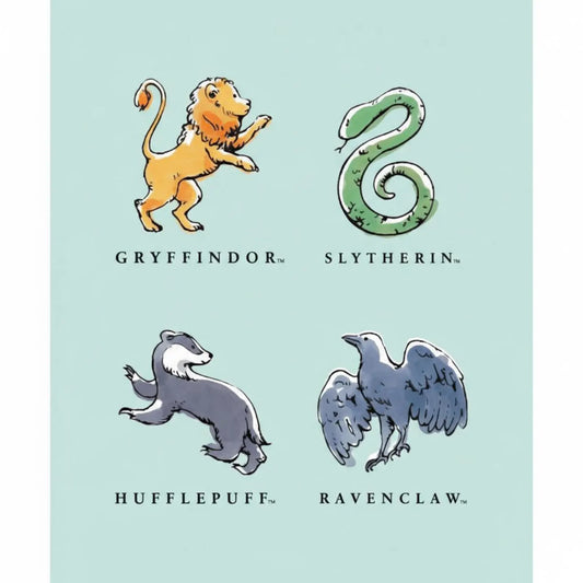 Harry Potter Wizarding World Watercolor Aqua House Crest Panel 36"x44" Panel by Camelot 100% Cotton Fabric