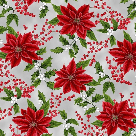 Holiday Decadence by Hoffman Fabrics S7703-597S-December-Silver Christmas holiday metallic 100% cotton half yard by the yard