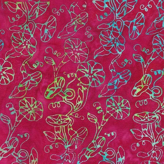 Island Batik 112402360 / Morning Glory-Red Cherry 100% cotton floral Batik fabric