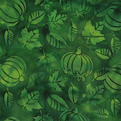 Island Batik 122367680 / Pumpkin Leaves-Green Spinach 100% cotton floral Batik fabric