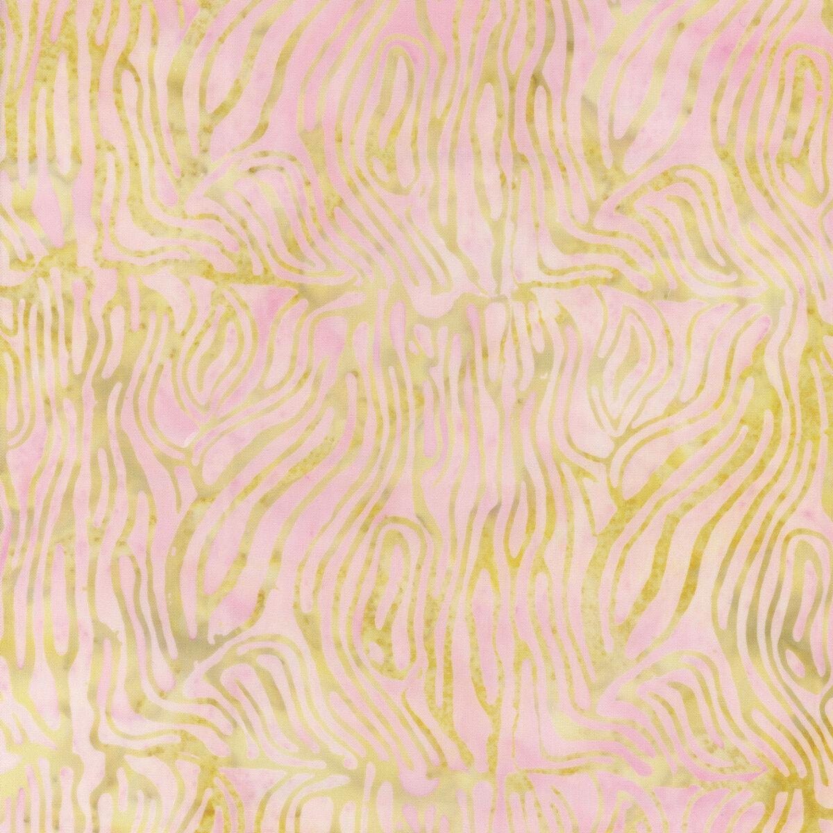 Island Batik 721402019 Blush and Light Green Bark 100% cotton floral Batik fabric