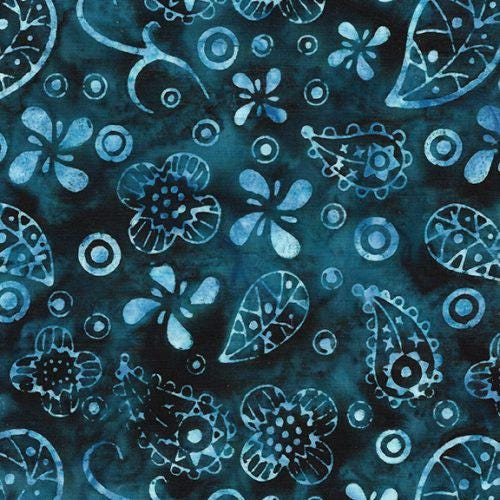 Island Batik Country Charm Teal Ravine Paisley With Dots 812306999 100% cotton floral Batik fabric