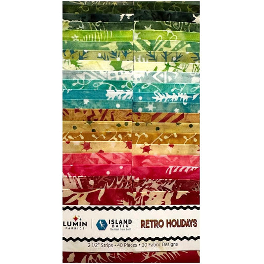 Island Batik Retro Holidays Strip Pack 2.5" Fabric Strip Pack 40 pieces 100% cotton Batik fabric