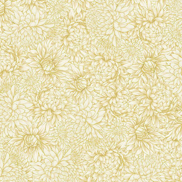 Timeless treasures Lotus Garden metallic chrysanthemums LOTUS-CM3664 cream 100%  Cotton fabric
