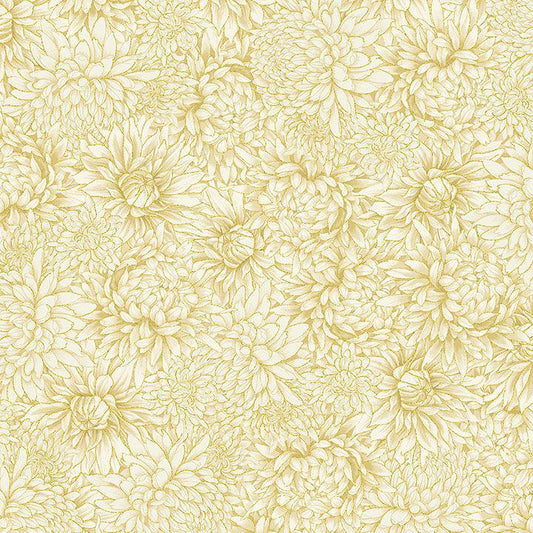 Timeless treasures Lotus Garden metallic chrysanthemums LOTUS-CM3664 cream 100%  Cotton fabric