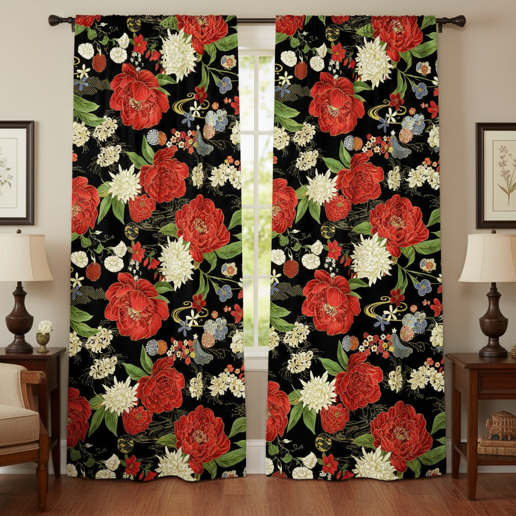 Timeless treasures Lotus Garden lotus floral metallic LOTUS-CM3661 black 100%  Cotton fabric