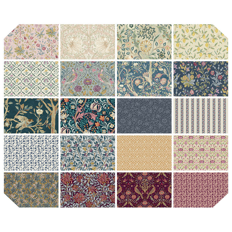 20 Red House Fat Quarters bundle Original Morris & Co. FB4FQWM.REDHOUSE by FreeSpirit 100% quilting Cotton Pre-cut