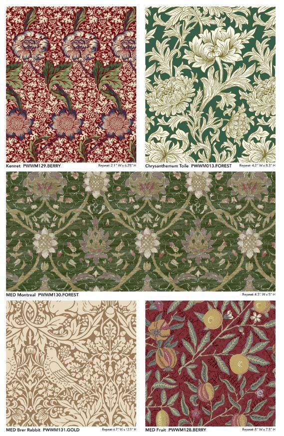MED Acanthus - Ink PWWM127.INK The Oxford Holiday Collection by The Original Morris & Co. Free Spirit 100% Cotton fabric