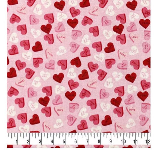 Message From The Heart Pink Valentine's Day 100% Cotton Fabric