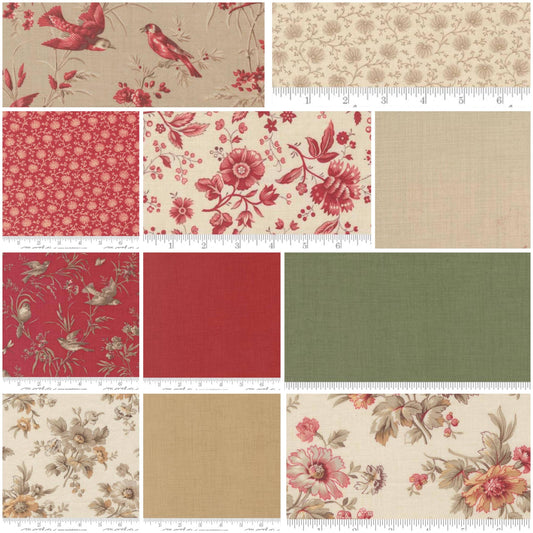 Moda French General curated Fat Quarter bundle 11 pcs Classic quilting 100% Cotton Fabrics