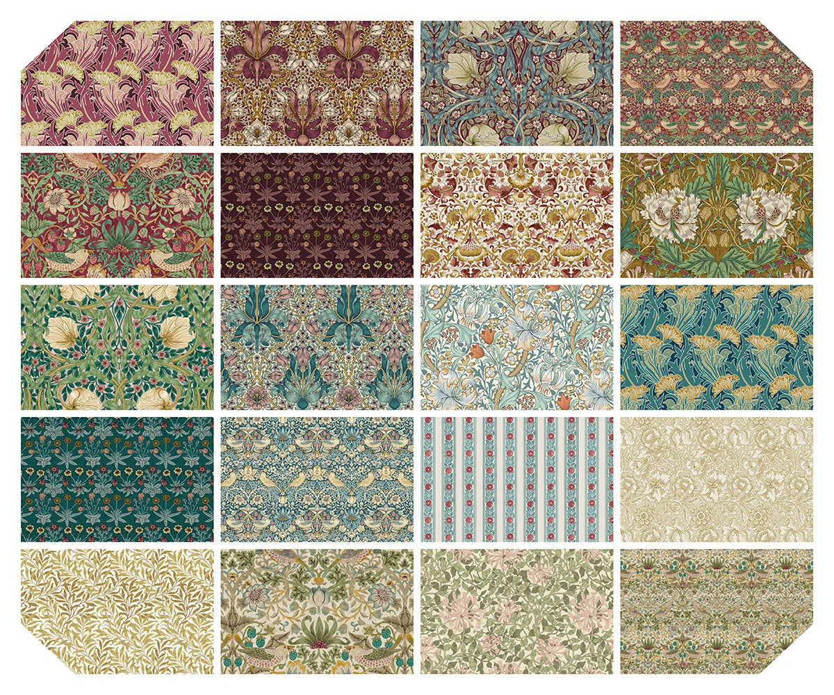20 Lodden Fat Quarters bundle Original Morris & Co. FB4FQWM.LODDEN by FreeSpirit 100% quilting Cotton Pre-cut