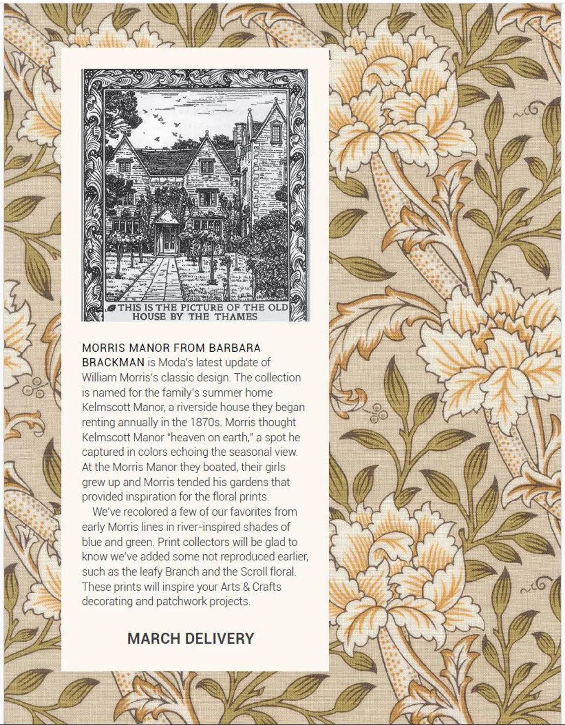 Morris Manor Fat Quarter Bundles CUT IN SHOP by Barbara Brackman for Moda Fabrics  100%  quilting Cotton fabric