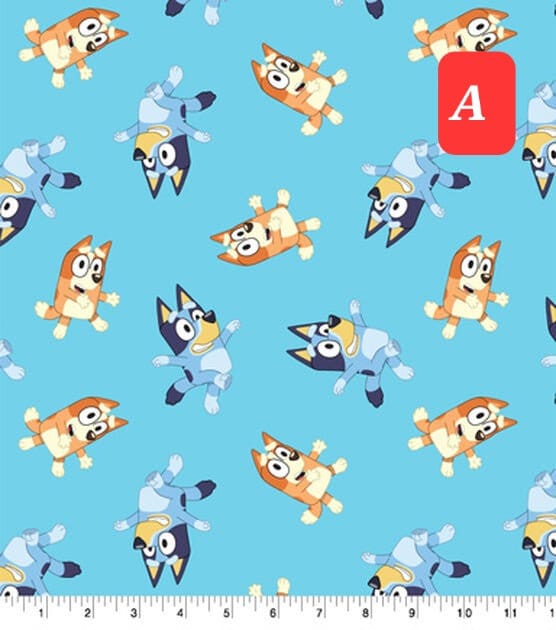 New! Disney Junior from Springs Creative Bluey and Bingo Goodnight Bluey and Family Logo Toss Cotton Fabric 100% cotton
