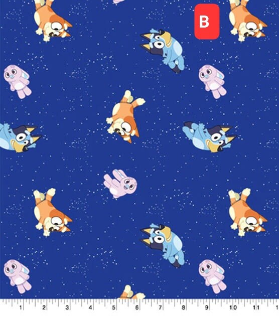 New! Disney Junior from Springs Creative Bluey and Bingo Goodnight Bluey and Family Logo Toss Cotton Fabric 100% cotton