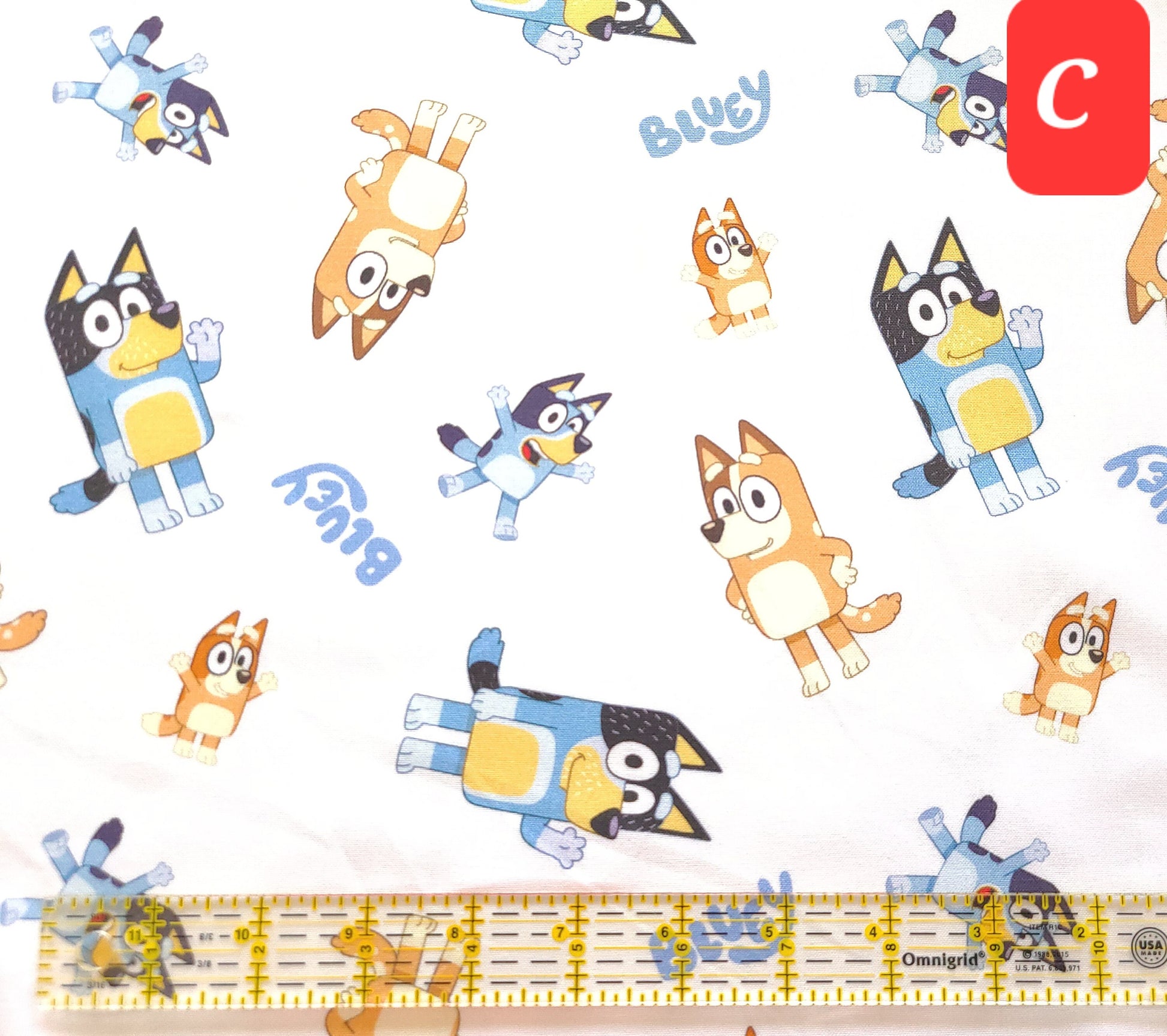 New! Disney Junior from Springs Creative Bluey and Bingo Goodnight Bluey and Family Logo Toss Cotton Fabric 100% cotton