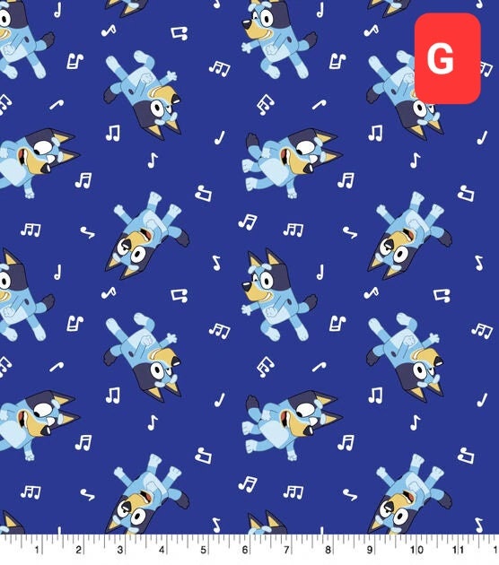 New! Disney Junior from Springs Creative Bluey and Bingo Goodnight Bluey and Family Logo Toss Cotton Fabric 100% cotton
