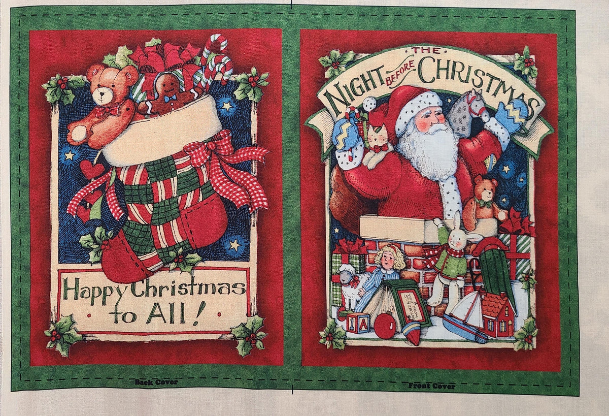 Night Before Christmas soft book cotton fabric baby gift fabric book cloth book  by the panels from  Springs Creative 36"x44"