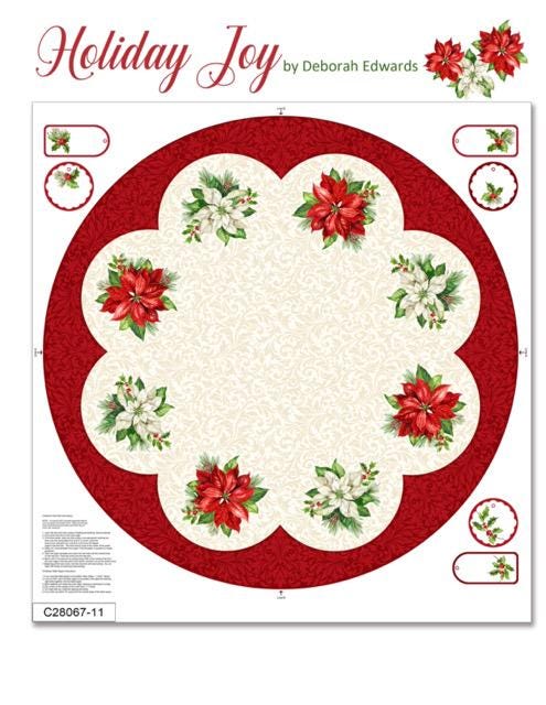 Northcott Holiday Joy Tree Skirt Panel C28067-11 NOT FINISHED panel only 100% Cotton canvas Fabric  43"x43"