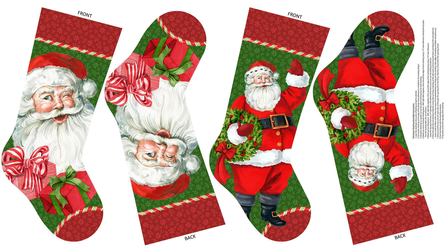 Northcott Vintage Christmas by Deborah Edwards Stocking Panel DP28162-76 100% Cotton Fabric 24"x43"