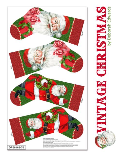 Northcott Vintage Christmas by Deborah Edwards Stocking Panel DP28162-76 100% Cotton Fabric 24"x43"