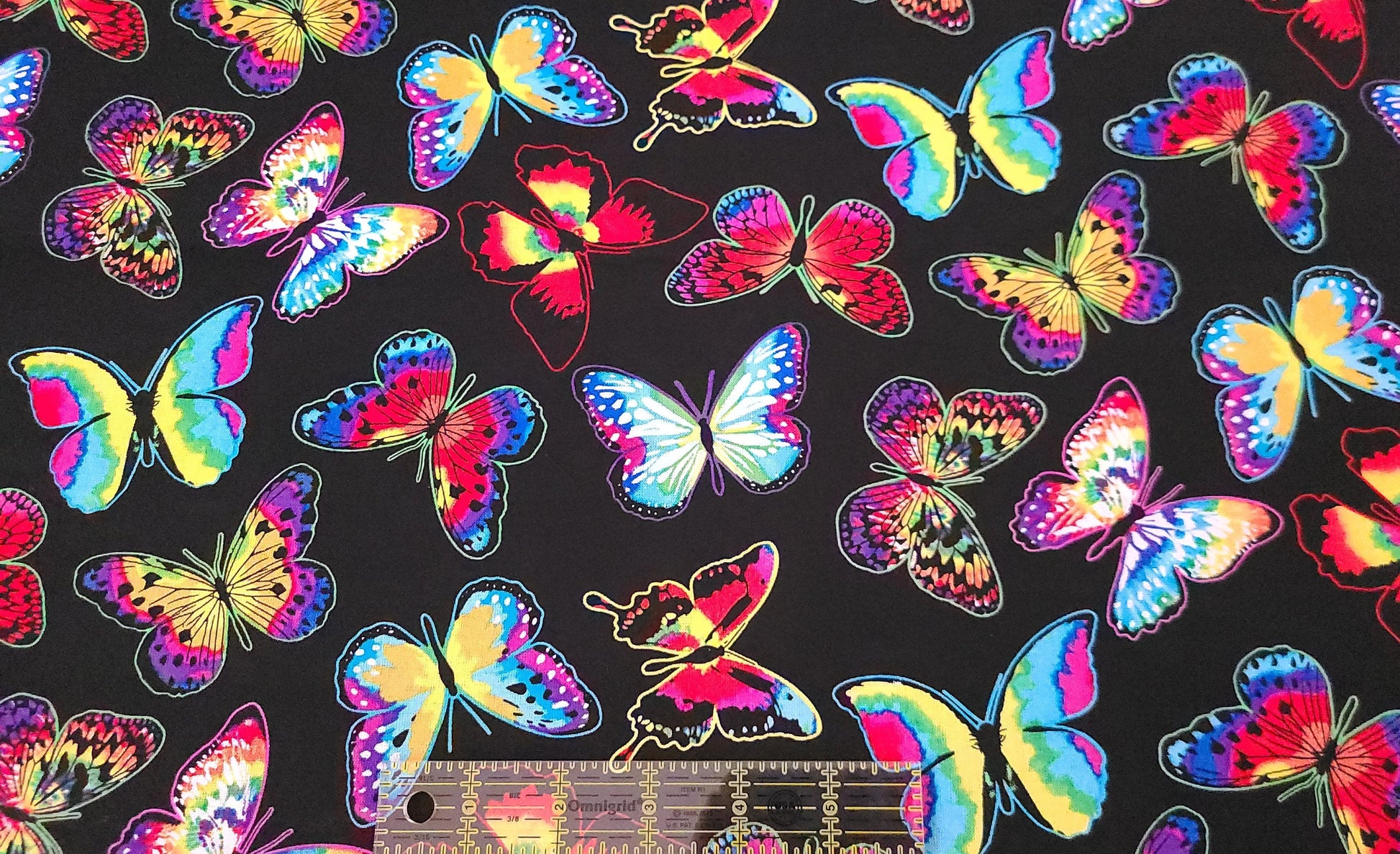 Novelty Cotton Fabric Tie Dye Butterflies 100% Cotton